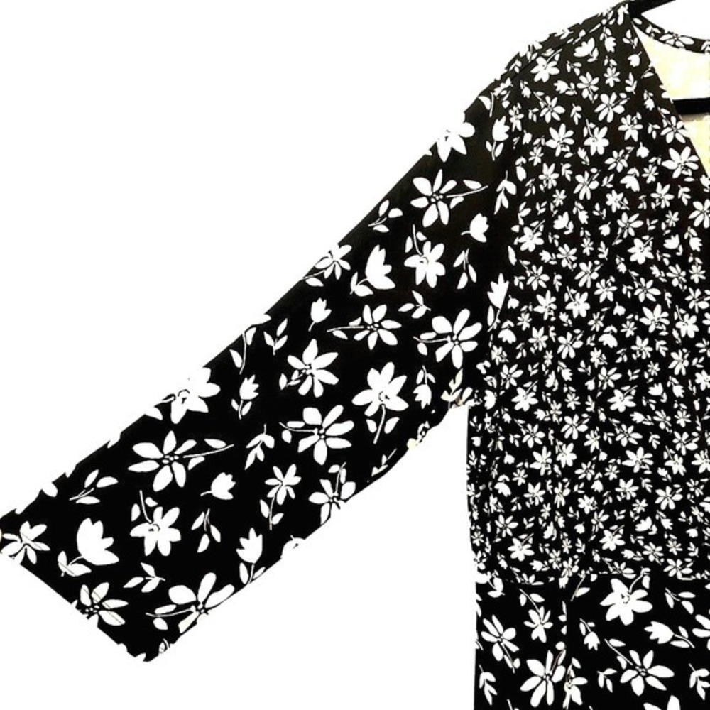 NWT Talbots Bicolor Floral Faux Wrap Dress 2X Jersey Stretch Black White DR-1591 - Picture 6 of 10